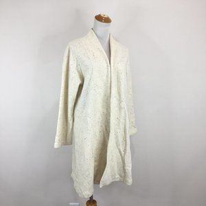 MADEWELL Ivory Blue Speckles Wool Blend Open Front Lightweight Cardigan